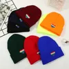 Embroidery Colorful Love Shape Winter Hat Outdoor Earflap Rainbow Heart Knitted Skullies Beanie Streetwear Hip Hop Warm Ski Cap