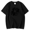 T-shirt homens de grande porte Moda do vintage camiseta Flor preta Crisântemo Roupa impressão regular Manga T-shirt Homem Y0809