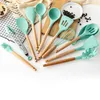 Ustensiles de cuisine en silicone Set Turn Spatula Spatula Spatula Server Pelle Pinces Pinces à épaulerie Poignée en bois Outils de cuisson UTENSILIOS Cuisine Accessoires Outil 9/11 / 12pcs