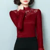 Autumn Fashion Women Tops and Blouses Long Sleeve Stand Collar Clothing Casual Lace Solid 5661 50 210506