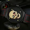 WWOOR Sports Waterproof Leather Watches Mens Luxury Gold Cool 3D Skull Men Quartz Wrist Watch Fashion Big Dial Reloj Hombre 210527
