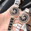 Moda Marka Zegarki Kobiety Dziewczyna Kryształ Duże Litery Obrotowy Dial Style Steel Matel Band Wrist Watch M120