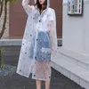 Transparent Raincoat Vattentät Långt Hooded Coats Stor Storlek Kappa Poncho Kvinnor Män Tecknad Utskrift Klar jacka Kåpa 211025