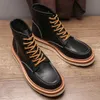 Handmade Genuine Winter leather Retro Work High quality England Style Martin boots Lace up Ankle Boots for men c