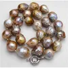 Biżuteria 100% Real Natural 14x17 mm Reborn Baroque Edison Pearl Knot Chainia Bejdia 18 "AAA