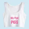 Crop Top Female Pigs Farmer Farming Sexy Vintage Print Tank Top Women X0507