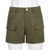 Estilo coreano Alto cintura calções para meninas verão roupas femininas moda fêmea harajuku fitness cargo shorts streetwear 210415