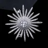 Broches de alfileres, broche de girasol de Zirconia cúbica blanca grande, cristal de lujo para mujer, joyería de boda, broche ostentoso, Broches de vestido Marc22