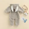 Automne hiver nouveau-né bébé fille vêtements mignon flanelle oreilles de lapin fermeture éclair manches longues chaud barboteuse combinaison tenue vêtements