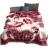 Double Couche Hiver Épaissir Raschel Couverture Pondérée En Peluche Pour Lit Double Chaud Lourd Fluffy Doux Fleurs Imprimé Jeter Couvertures 211019