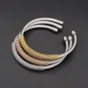 Jsbao nova moda 3 pcs definir braceletes na moda para mulheres de aço inoxidável três cores Trançado fio de aço bufflexão pulseira conjunto q0717