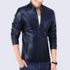 Veste en cuir PU pour hommes, veste en fausse fourrure pour hommes, fermeture éclair, col montant, mince, solide, loisirs, Slim 4XL