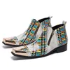 Итальянские натуральные кожаные мужские сапоги металлические квадратные пальмы формальные ботильоны для голеностопных ботинок мужской бизнес короткие ботинки вечеринка одеваются обувь