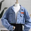 Autunno Vintage Denim Giubbotti Donne Coreano Allentato Moda Breve Femme Veste Solido Streetwear Mujer Chaqueta 18104 210415