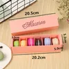 Macaron Kutusu Kek Kutuları Ev Yapımı Macaron Çikolata Kutuları Bisküvi Muffin Kutusu Perakende Kağıt Ambalaj 20.3 * 5.3 * 5.3 cm Siyah Pembe EEC2465