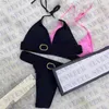 Biquínis de banho de praia para mulheres Sexy Backless Maiô feminino Moda Letra Estampada Biquíni Feminino Maiô