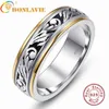 Bonlavie 6 Mm coupe rétro bicolore plaqué bague en argent 925 pour hommes et femmes engagement et paris 2105063302828