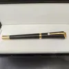 Giftpen Classic Signature Pen Metal Black Matte Gold Clip Steel Forging Luxury Pens bekväm med Pearls262e