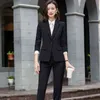 Outono e inverno terno calças de alta qualidade femininas femininas de dois peças elegantes jaqueta de escritório macacões magro desgaste de negócios feminino 211105