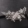 Saç klipsleri barrettes floralbride el yapımı berrak rhinestones kristal inciler gelin tarak düğün başlıkları aksesuarlar kadın mücevher
