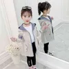 Mädchen Windjacke Jacke Mode Brief Design Kinder Casual Langen Mantel für Mädchen 4 6 8 10 12 14 Jahre Kinder Kleidung LM089 211204