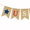 ABD Swallowtail Banner Bağımsızlık Günü Dize Bayrakları Birleşik Devletleri Mektuplar Bunting Bannerlar Keten Çekin Bayrağı Parti Dekorasyon YL588