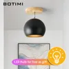 Luzes de teto Botimi Nórdico LED para corredor Moderno de madeira E27 branca rosa amarelo cinza verde metal lâmpada alpendre