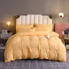 Solid Color Seersucker Bedding Set Simple White Yellow Duvet Cover 200x200 King Single Double Queen Soft Bedclothes No Bed Sheet