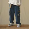 Erkek Pantolon Godlikeu Japon Streetwear Kadife Erkek Vintage Kahverengi Kargo Cepleri Boy Kore Geniş Bacak Hip Hop Pantolon