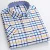 S ~ 7xl chemises en coton pour hommes à manches courtes été grande taille Plaid rayé mâle affaires décontracté blanc coupe régulière 220309