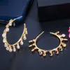 Charmes à zircone cubique à franges Cercle Round Sangle Bouteille d'oreille à eau pour femmes Designer 585 Gold Bijoux CZ828 2107146297950