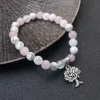 Bracelet Chakras en forme de pommier, perles en pierre blanche et rose, pour femmes et hommes, amoureux de l'énergie, bouddha, bijoux cadeau de noël