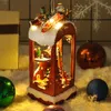 Cabaña de Navidad, casa de muñecas, casa de bricolaje en miniatura con nieve y hielo, un edificio coleccionable o decoración del hogar H1020