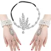 Andra evenemangsfest levererar Great Gatsby Inspired Leaf Simulated 1920 -talsmycken Set Costume Accessories 20s Fapper Pearl Pannband Armband