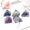 Naturlig fluorit Pyramid Quartz Healing Stone Reiki Crystal Tower Point Home Decor Crafts of Gem Stone Meditation Ornament252q