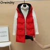 Automne et hiver longs gilets femmes mode coton gilet manteau femme veste sans manches des deux côtés porter S-3XL Orwindny 211120