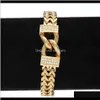 Link, armbanden drop levering 2021 12mm mannen Goud roestvrijstalen ketting Link Bracelet Hip Hop Style Inlay Zirkoon Polsband Bangle Fashion Punk