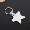 Dhl 30 styles sublimation keychain vierge mdf en bois coeur carré rond pendent étiquette thermique transfert de clé double face anneau blanc bricolage