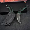 Promotie! M27 Karambit Mes DC53 Zwart / Wit Stone Wash Blade Volledige Tang G10 Handvat Vaste Blad Cleaw Messen met Kydex