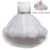 White Baby Girl Dress Baptismal Dress for Infant Sequin Petal Baby Dresses Big Flower Tailing Tutu Princess Wedding Girl Dress Q0716