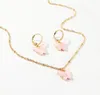 NEW Butterfly Pendant Necklaces And Earrings Set For Women Girls Fashion Pink Gold Necklace Elegant Choker Sweet Jewelry Gift Epacket free
