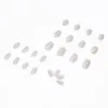 False Nails 24pcs/box Fake With Glue Grey Yellow Square Head Short Type Fashion Manicure Save Time Nail Press On Designs Dl