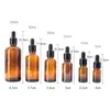 Con escala botella cuentagotas de vidrio 5ml-100ml aceite esencial ámbar aromaterapia líquido pipeta botella botellas recargables viaje