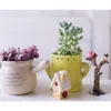 Hollow Kettle Design Ceramic Flower Pot Mini Suculentas Macetas De Ceramica Desk Decoration Plant Pots Doniczki Ozdobne Garden Planters &