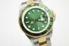 Orologio meccanico da uomo 116710 Casual moderno Cassa in acciaio inossidabile oro argento Quadrante con anello laterale verde Cinturino con fibbia pieghevole con calendario a 4 pin