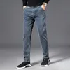 Men's Jeans Slim Pour Homme Men Solid Gray Straight Business Stretch Trousers Casual Denim Pants Trend Clothes Size 28-40