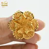 Anéis de casamento Anel redimensível para mulher Etiópia 24K Gold preenchido com grande flor oca African Fashion Party Party Wife Jewelry8185048