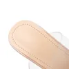 Chinelos 2021 Plus Size 42 Mulheres 10 cm Saltos Altos Slides Transparentes Mules Senhora Fetish Sandálias Chunky Nude Clear Block Sapatos de Verão