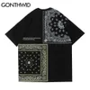 T-Shirts Streetwear Bandana Paisley Muster Drucken T-shirts Hip Hop Harajuku Casual Tees Mode Kurzarm Baumwolle Tops 210602