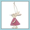 Favor Event Festive Supplies Home & Gardeneaster Decorations Pendant Diy Carved Rabbit Hanging Pendants Ornaments Creative Wooden Craft Part